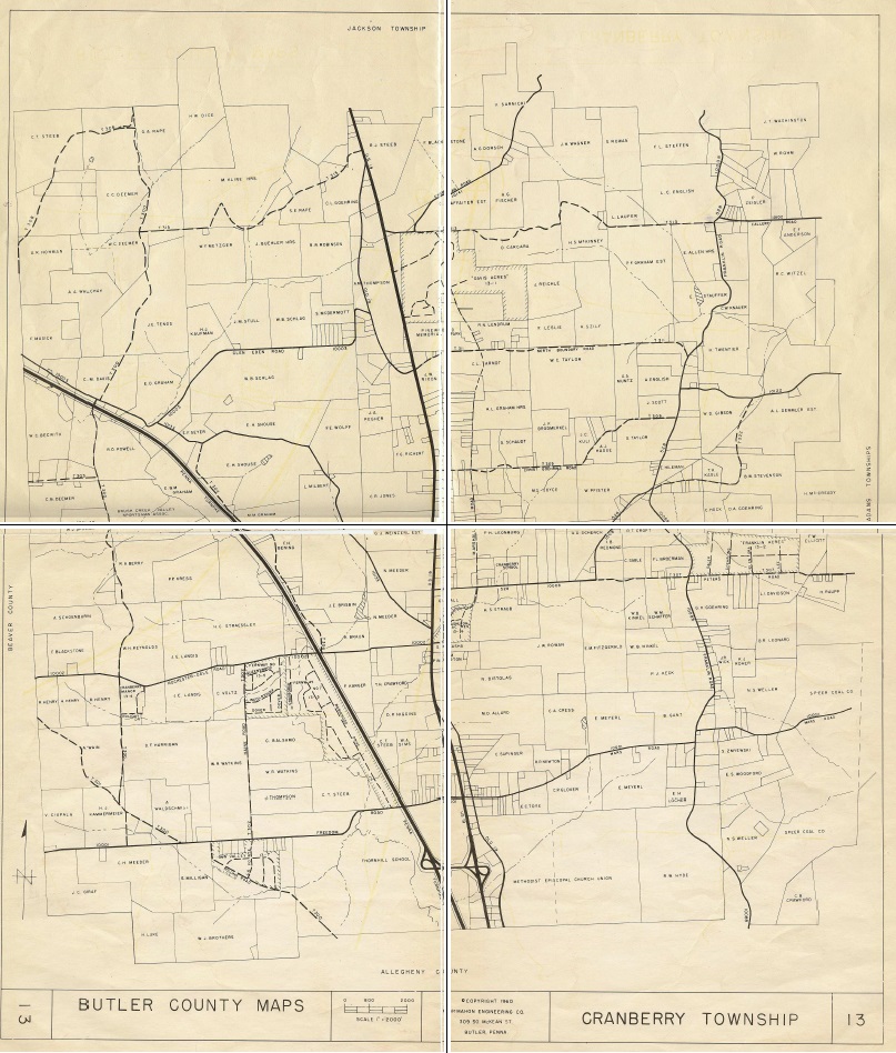 Cranberry Township Map of 1960 Cranberry Township Historical Society